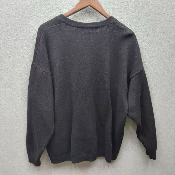 Vintage Robert Scott Ltd Black Cardigan Sweater With Sequin Ornament Design XL 5 - Picture 2 of 3